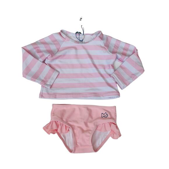 NWT Prodoh Size 18M Pink Stripe Swimsuit - Picture 1 of 4